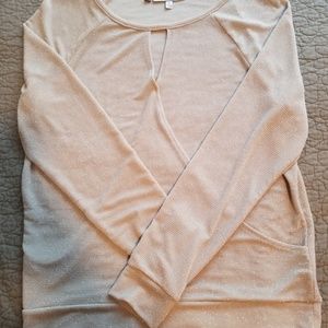 Gorgeous tan JLO key hole blouse  small sparkles